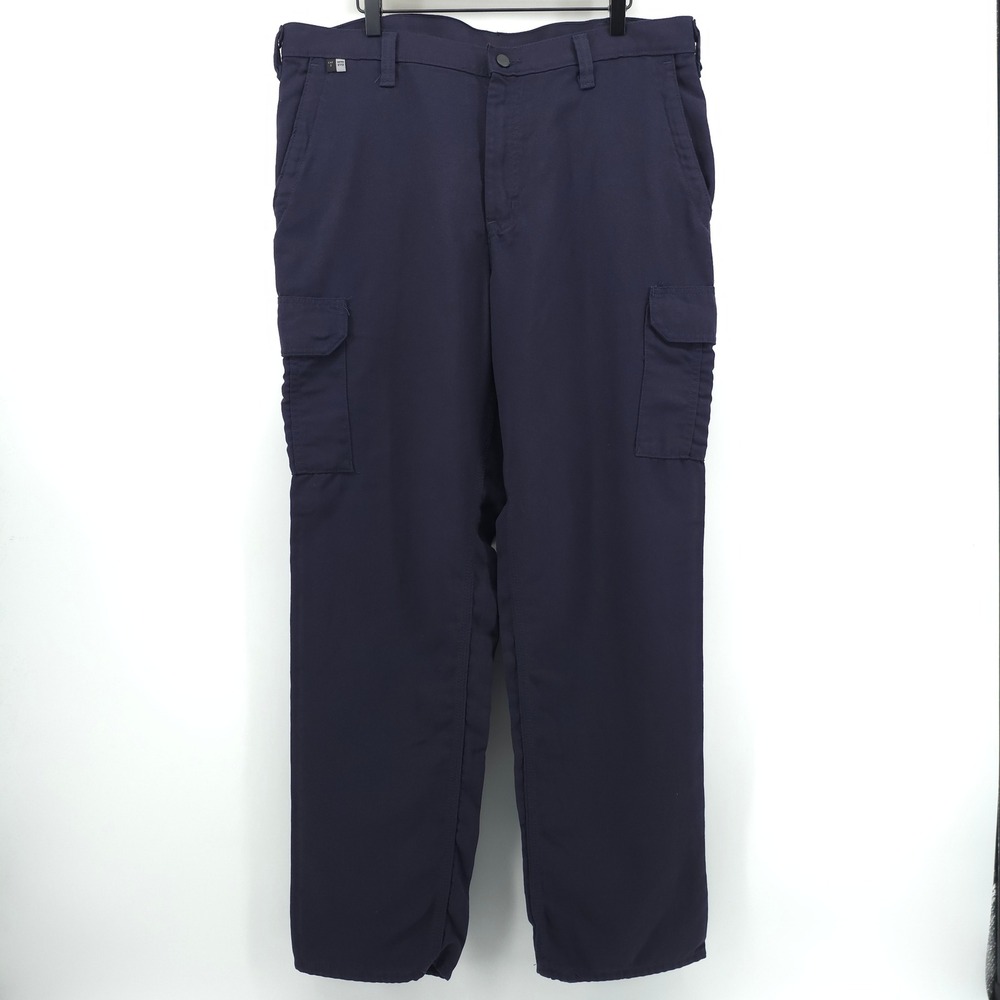 Carhartt Mens Pants FR Flame Resistant Cargo 36x32 Navy Blue Workwear Utility